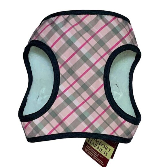 American Kennel Club Dog Harness Vest  Designer Tartan Plaid Sherpa Lined Pink M - Picture 4 of 16